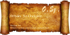 Orbán Szilviusz névjegykártya